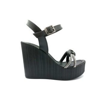 PUNTO 292020 Siyah Taşlı Dolgu Taban Kadın Ayakkabı