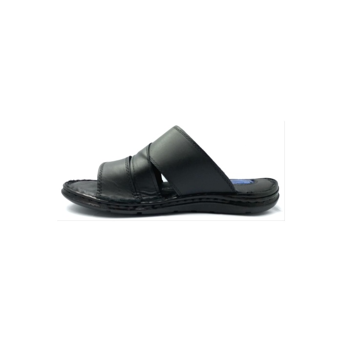 251 Siyah Erkek Jelli Kapalı Hakiki Deri Terlik