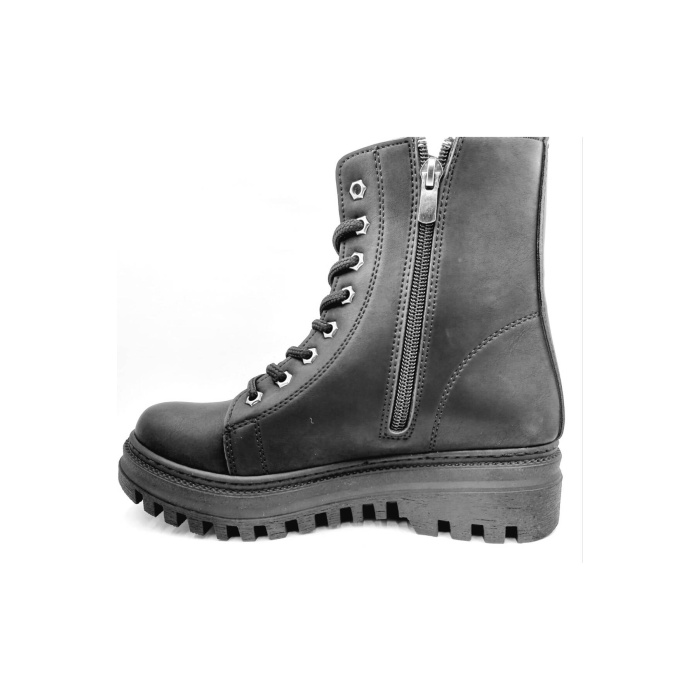 PUNTO 514504 Siyah Bağcıklı Fermuarlı Kadın Bot