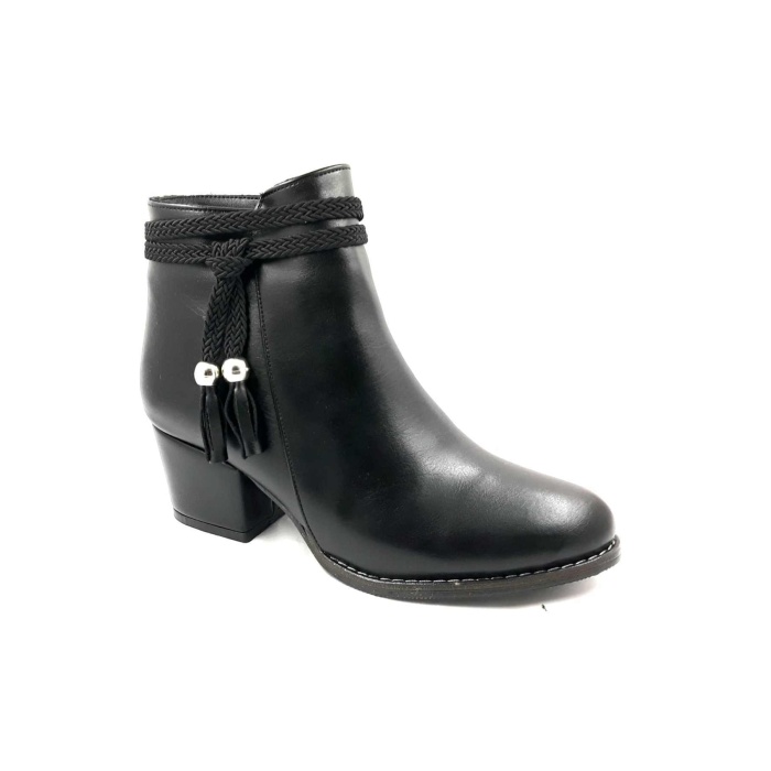 PUNTO 425055 Siyah 5 Cm Fermuarlı Kadın Bot