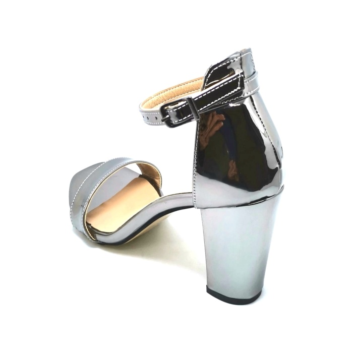 PUNTO 191205 Platin Rugan Kadın Tek Bant Abiye Ayakkabı