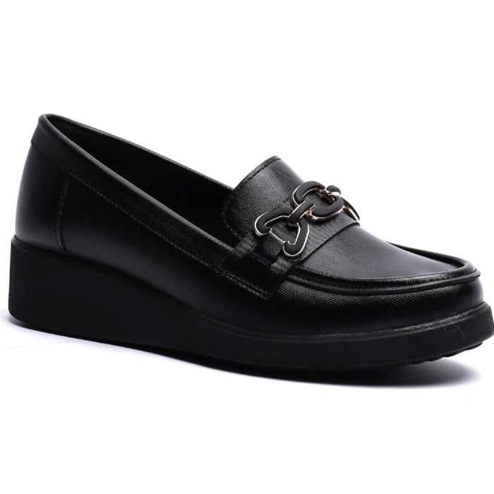 KUUM LONDON K152504 Siyah Dolgu Taban Kadın Ayakkabı