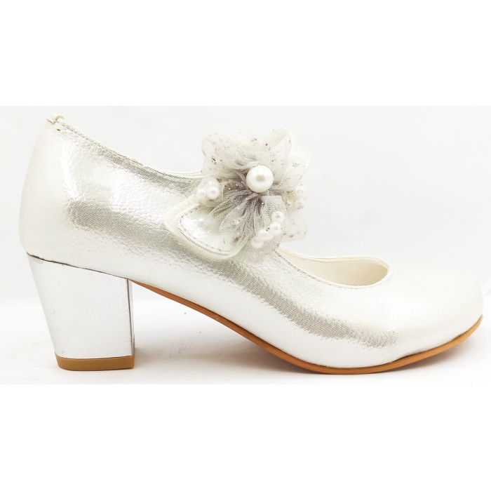 Mini Women Gümüş Kız Çocuk Topuklu Abiye Ayakkabı