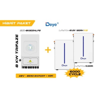 DEYE 8 KW On-Grid Hibrit Monofaze Paketi LV (48V)