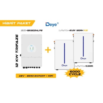 DEYE 12KW On-Grid Hibrit Trifaz Paketi LV (48V)