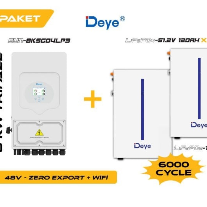 DEYE 8 KW On-Grid Hibrit Monofaze Paketi LV (48V)