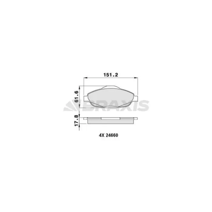 PSA ON FREN BALATASI P308 P3008 1.4 16V / 1.6 16V / 1.6HDI 09 / 07 1609253080 FREN BALATASI BRAXIS A