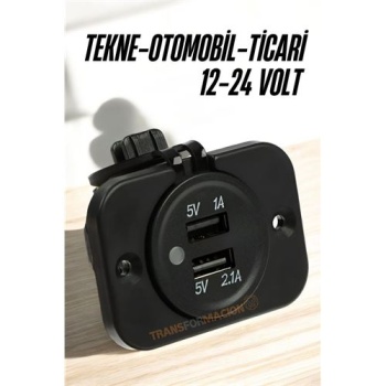  12-24 Volt  USB Soket Tekne Oto Kamyonet Soketi Marine Tip Soket