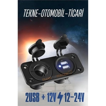 USB + 12-24 Volt Çakmak Giriş Soket Tekne Oto Kamyonet Soketi Marine Tip Soket 7