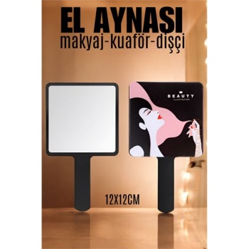 Modacar El Aynası Makyaj Aynası Kuaför Dişçi Güzellik Merkezi Aynası SİYAH