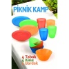  Tabak Kase Bardak Seti Kamp Piknik Seti 12 adet