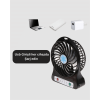 Şarjlı USB Fan – Masaüstü Mini Vantilatör, Taşınabilir, Işıklı, 3 Kademeli, Sessiz