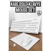Q Klavye Beyaz Klavye Ve Mouse Seti Kablosuz USB Girişli