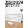 Beyaz Kablosuz Klavye Fare Seti Kablosuz Fare USB Alıcı PC Uyumlu