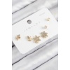 Pirinç Zirkon Taşlı Yıldız Ve Gül Model Gold Renk 925 Ayar Gümüş Çivi Kadın Küpe Set - TJ-BKP11180