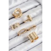 Pirinç Yaprak Model Gold Renk Kadın Yüzük Kombin Set - TJ-BYK3819