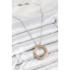 316L Çelik Zirkon Taşlı Dönen Daire Model Gold Ve Gümüş Renk Kadın Kolye - TJ-BKO10479