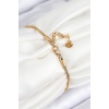 316L Çelik Zirkon Taşlı Göz Charm Model Gold Renk Kadın Bileklik - TJ-BB7842