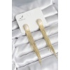 Sallantılı Beyaz Mineli Gold Renk Kadın Küpe - TJ-BKP11305