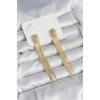 Sallantılı Krem Mineli Gold Renk Kadın Küpe - TJ-BKP11307