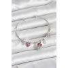 Gül Charmlı Gümüş Renk Pirinç Kadın Bileklik - TJ-BB8044