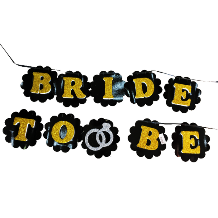 Siyah Üzeri Altın Renk Harflerle Bride To Be Yazılı Bekarlığa Veda Süsü