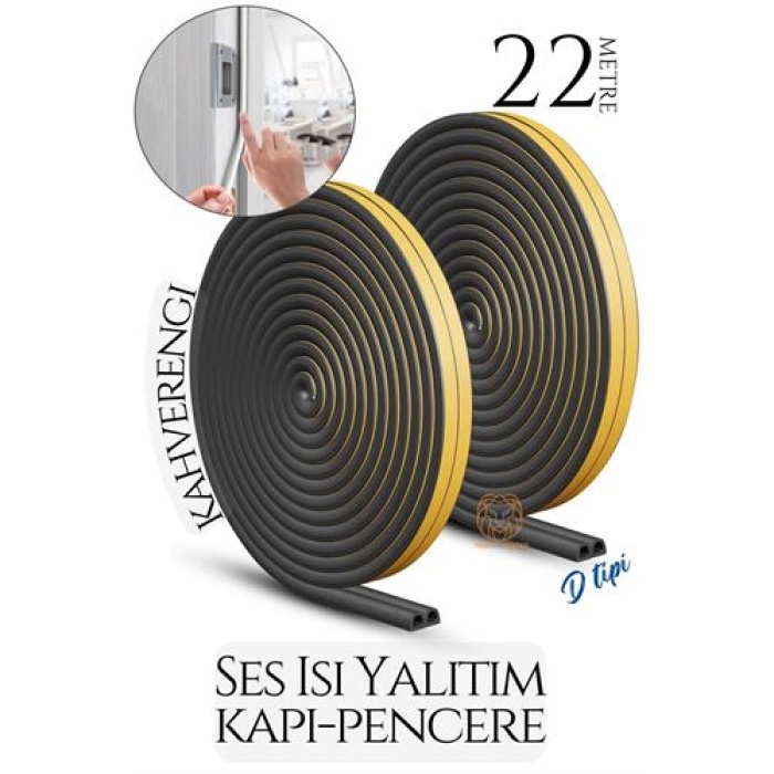  D Tip Kapı Pencere Ses Isı Yalıtım Bandı EPDM Kauçuk 22 Metre