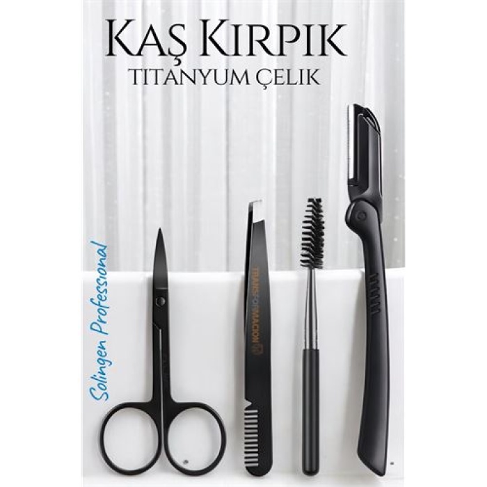  Kirpik Kaş Bakım Kiti Titanyum Çelik Solingen