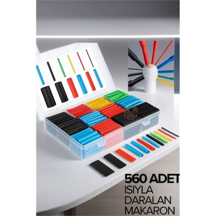  560 Adet Isıyla Daralan Makaron Kablo Koruyucu Kılıf
