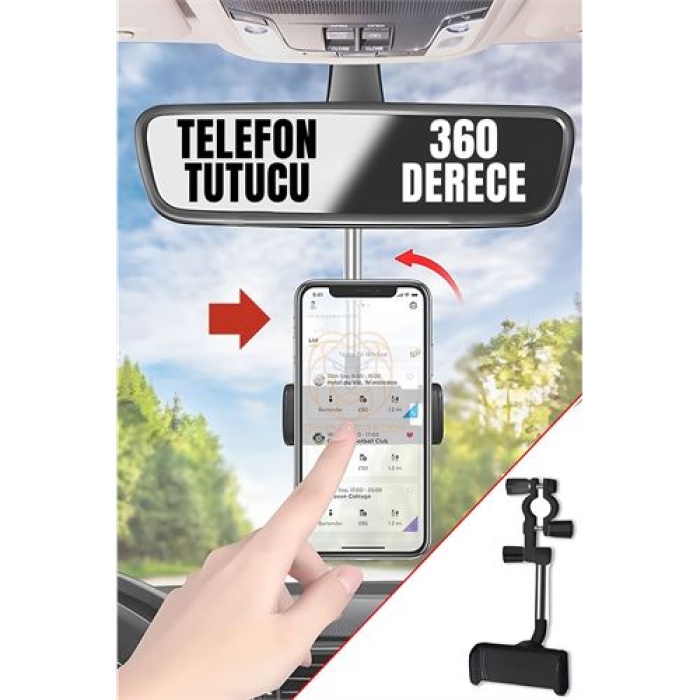  Aynaya Takılan Telefon Tutucu Gizlenebilir 360 Derece