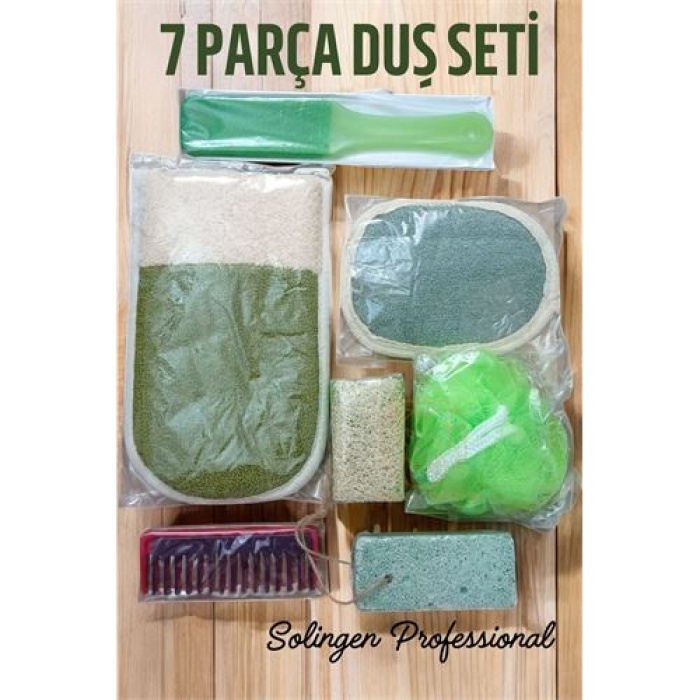  7 Parça Banyo Duş Seti Kese Lif Sabun Törpü Tarak Seti Solingen Professional