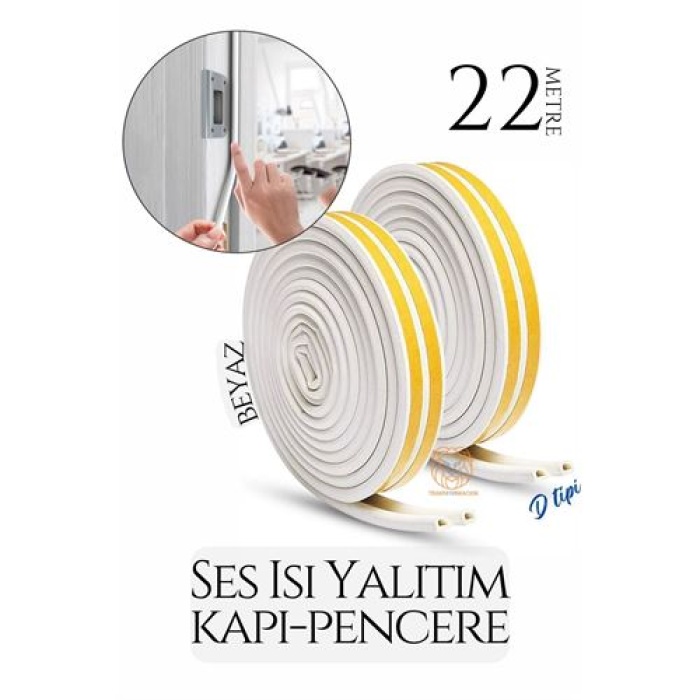 D Tip Kapı Pencere Ses Isı Yalıtım Bandı EPDM Kauçuk 22 Metre
