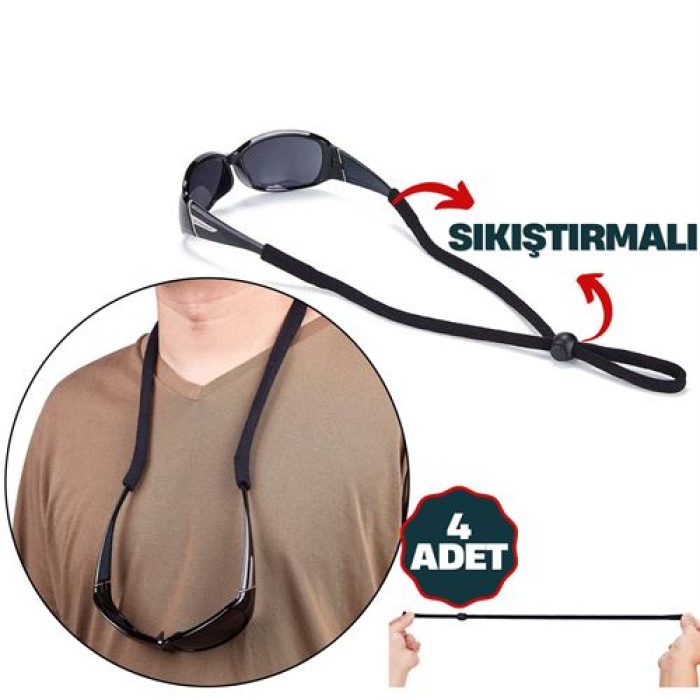  Savino 4 Adet Ayarlanabilir Sıkıştırmalı Gözlük İpi