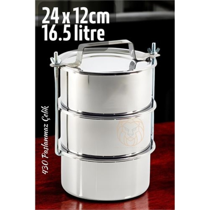  Sefer Tası Paslanmaz Çelik Yemek Kabı 24 cm 16.5 LİTRE