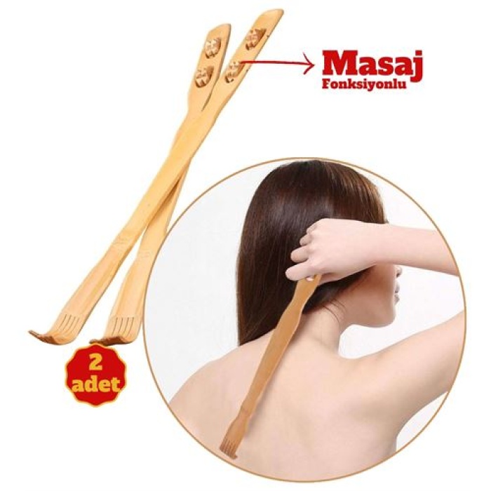  Masajlı Ahşap Hanımeli Sırt Kaşıma Aparatı