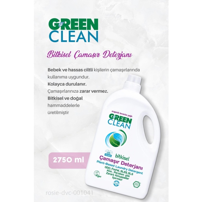 Green Clean Bitkisel Çamaşır Deterjanı 2750 ml (55 Yıkama)