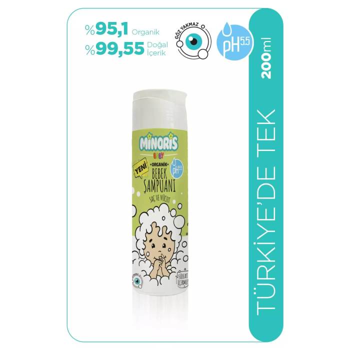Minoris Baby Organik Bebek Saç ve Vücut Şampuanı 200 ml