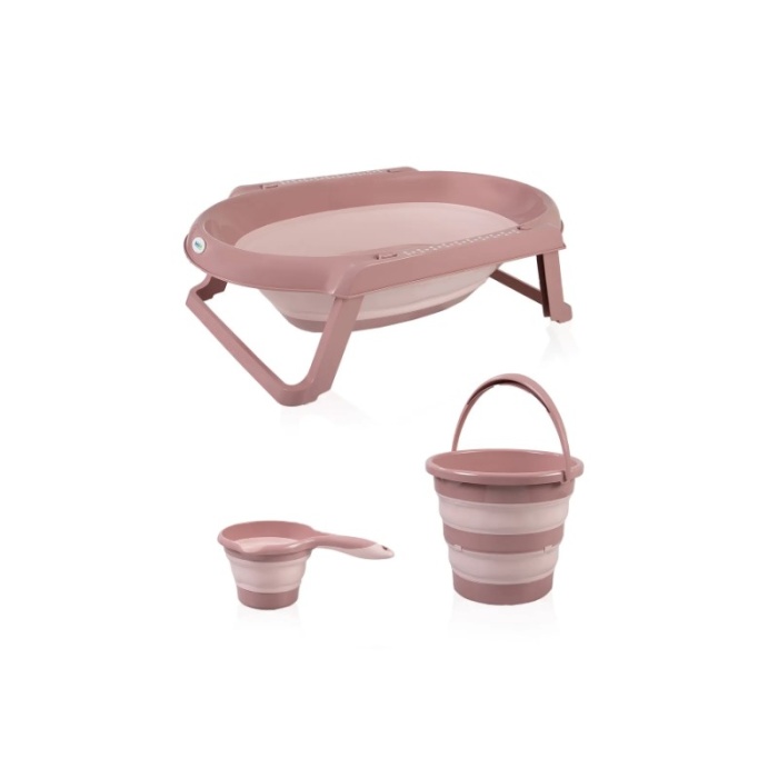 BabyJem Katlanır Banyo 3Lü Küvet Seti 765 Somon
