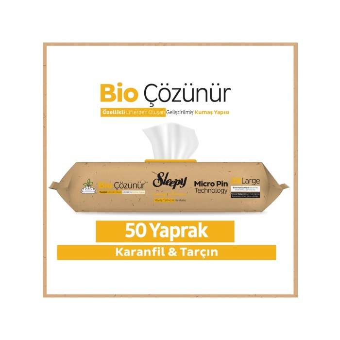 Sleepy Bio Yüzey Temizlik Havlusu 50 Adet Karanfil Tarçın