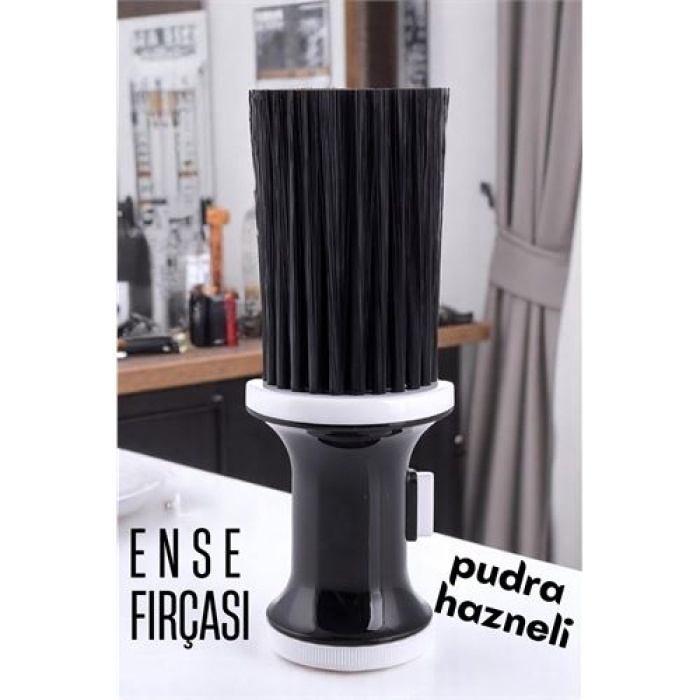  Pudra Hazneli Ense Fırçası Saç Temizleme Fırçası - Berber Temizlik Fırçası- Kuaför Berber Malzemesi