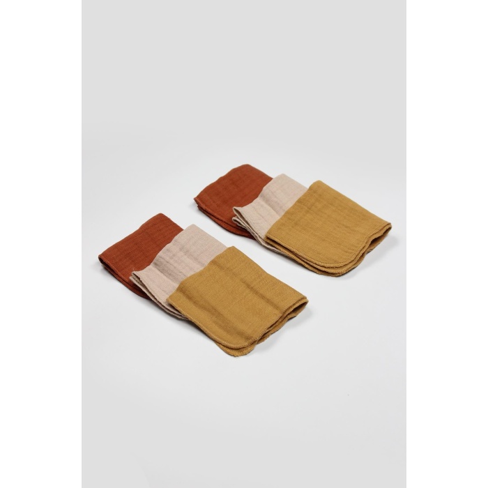 Bistyle 6lı Müslin Mendil 20x20 cm 90106 Kiremit Bej Hardal