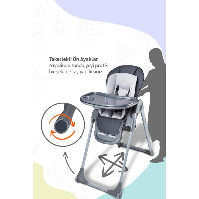 Baby Care BC511 Flex Plus Mama Sandalyesi Gri