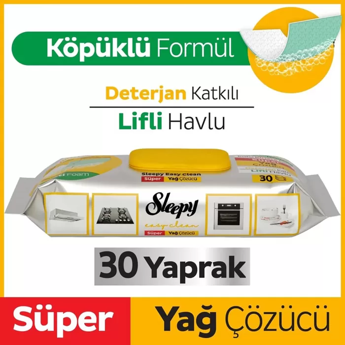 Sleepy Yüzey Temizlik Havlusu 30 Adet Yağ Çözücü