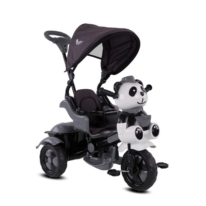 Babyhope 127A Little Panda 3 Tekerli Kontrollü Bisiklet (Pedli) Gri