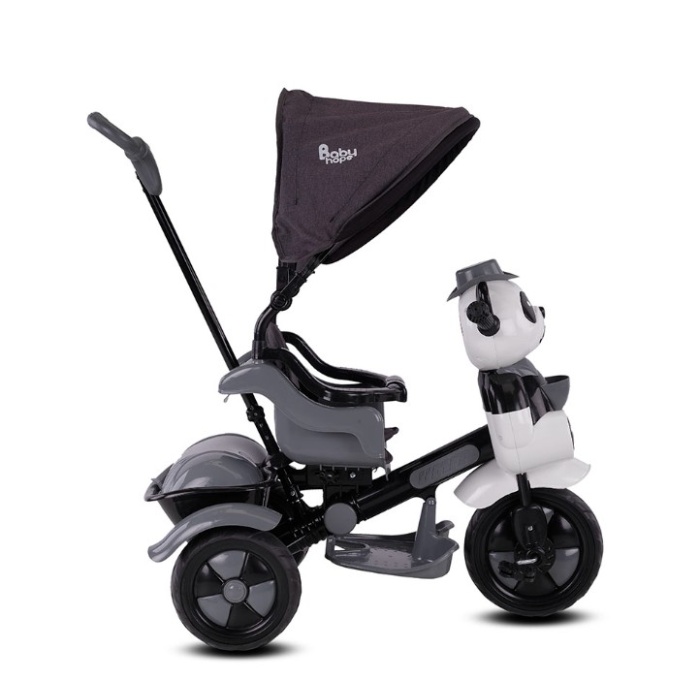 Babyhope 127A Little Panda 3 Tekerli Kontrollü Bisiklet (Pedli) Gri