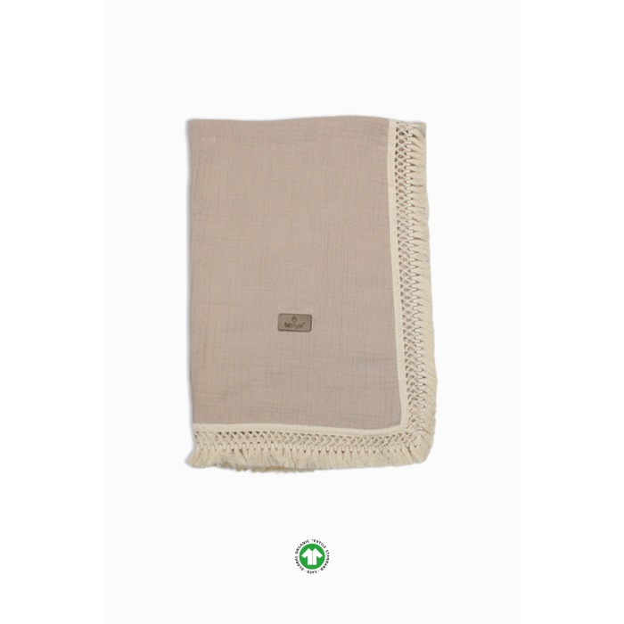 Bistyle Organik Müslin 80x90 Fistolu Battaniye 70112 Bej