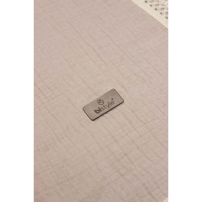Bistyle Organik Müslin 80x90 Fistolu Battaniye 70112 Bej
