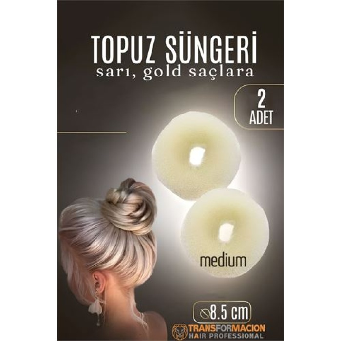 Modacar GOLD Mini Saç Topuz Süngeri  2 ADET 8.5 CM Çap 3.5 cm Kalınlık