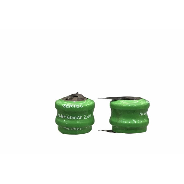 2.4V 2S1P 60 Mah 2 Pin  NI-MH Buton Pil