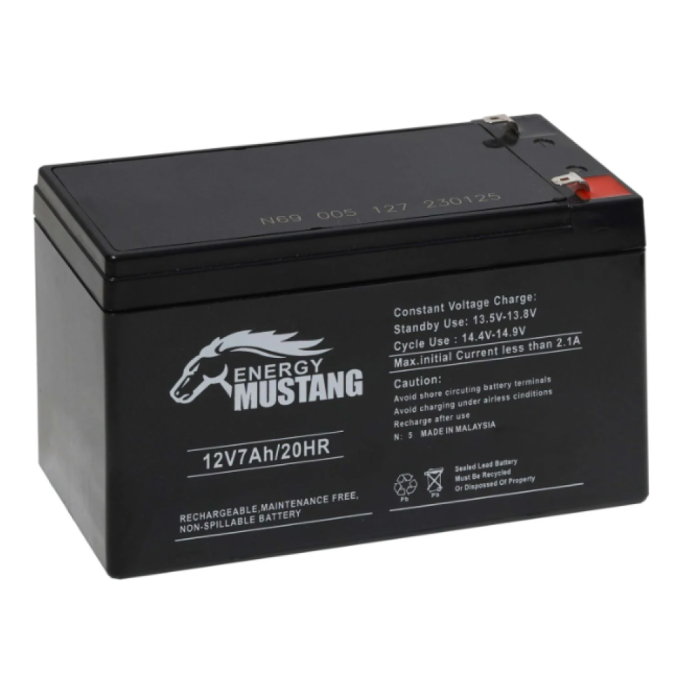 Energy Mustang 12V 7Ah Kuru Bakımsız Akü